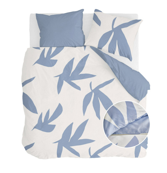 Walra Dekbedovertrek Simple Leaves Jeans Blauw