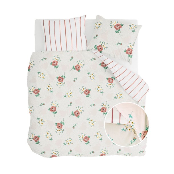 Walra Dekbedovertrek Red Roses Off White