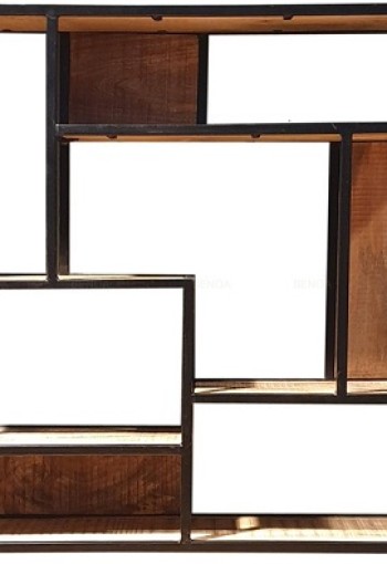 Iron & Wooden Square wall rack 100