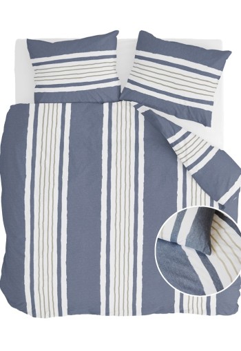 Walra Dekbedovertrek Painted Stripes Jeans Blauw