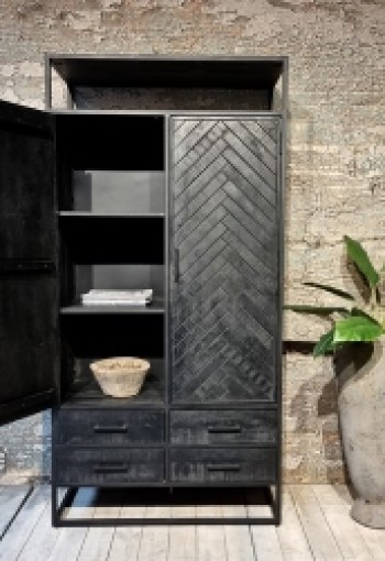Jax 2 Door 4 Drawer Cabinet Black 100