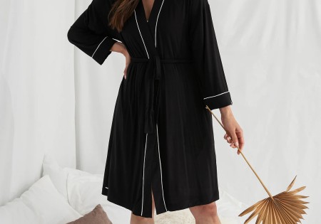 Pretty You London Bamboo Kimono Black